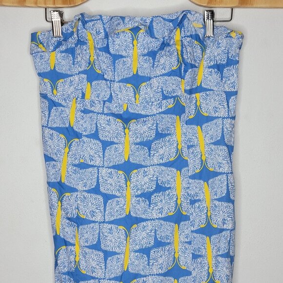 Lilly Pulitzer Strapless Dress Empire Waist Franco Butterfly Blue / Yellow Sz 8 - Picture 3 of 6
